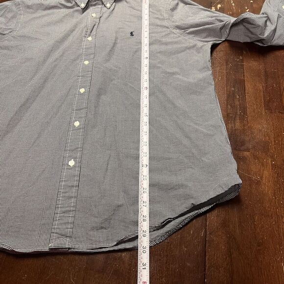 POLO RALPH LAUREN Men's Classic-Fit Gingham Stretch Poplin Shirt Size Large LOGO - Picture 6 of 9